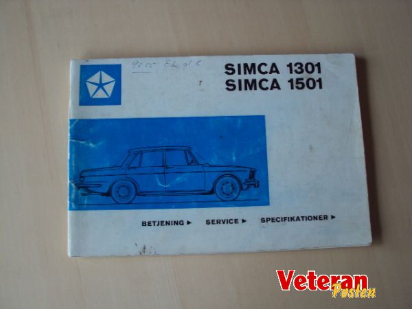 instruktionsbog Simca 1301 & 1501